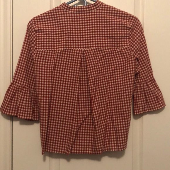 Madewell gingham bell sleeve top sz xs - Picture 7 of 7